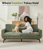 Kingfun 77.2" W Loveseat Sofa, Mid Century Modern Decor Love Seat Couches - Image 3