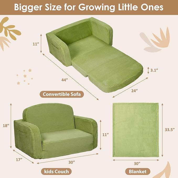 Foryoomi Extra Wide 2 in 1 Convertible Toddler Kids Couch - Image 2