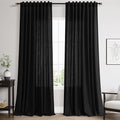 96 Inch Linen Curtains for Living Room Semi Sheer Linen Blended Curtains Back by Nanspring