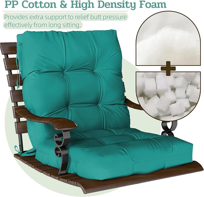 Outdoor Chair Cushions Set of 2, High Back Soft Seat Pad - Image 4