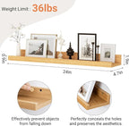 Floating Shelves for Wall, 24 inch Wood Floating Shelves Set of 2, Picture - Image 3