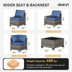 Aoxun Patio Furniture Set, Widen Armrests Wicker Outdoor Sectional - Image 6
