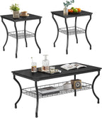 VECELO 3 Pieces Living Room Table Sets, Coffee and End Tables - Image 8