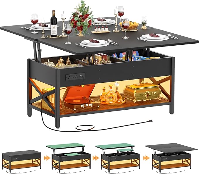 Aheaplus Coffee Table Lift Top Multi-Function Coffee Table Converts to Dining by Aheaplus