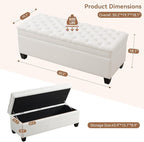 WUTUTUEE 51" Fabric Storage Ottoman Bench, Upholstered Rectangle End of Bed - Image 2