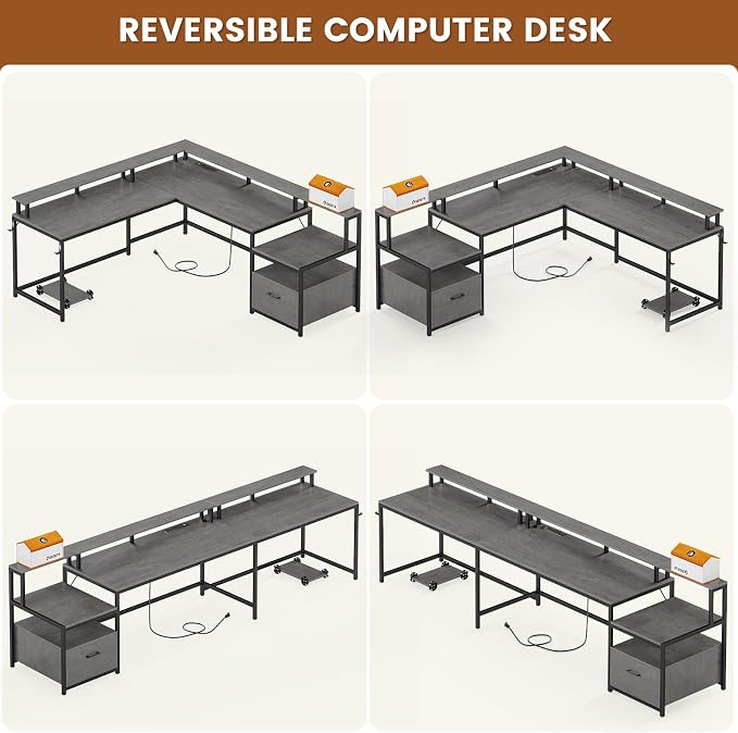 SEDETA L Shaped Desk, Gaming Desk - Image 4