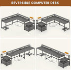 SEDETA L Shaped Desk, Gaming Desk - Image 4