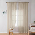 Sheer Curtains 72 Inches Long for Bedroom Living Room, Rod Pocket Fimly Solid - Image 2