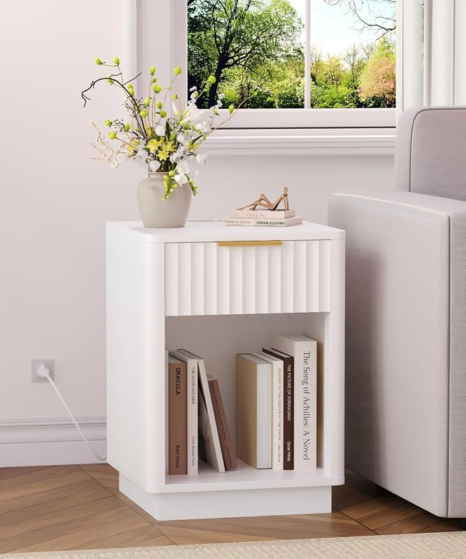 Akxomel Fluted Nightstand, Wooden Night Stand - Image 2