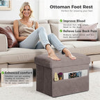 Ottoman with Storage, Folding Soft Fur Ottoman Foot Rest Stool with Thicker - Image 2
