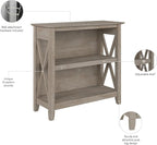 Bush Home Key West Small 2 Shelf Bookcase in Washed Gray, Compact Home Organizer - Image 8