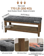 ABHENG Solid Rubber Wood Shoe Bench, Soft Chenille Material Upholstered Seat - Image 2