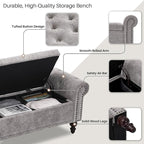 SOFTHION Storage Bench for Bedroom, Upholstered Chenille Storage Ottoman - Image 4