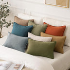 MIULEE Decorative Linen Euro Sham Pillow Covers 26x26 Blue | Boho Farmhouse​ - Image 5