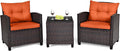 HAPPYGRILL 3 Pieces Patio Conversation Set, Outdoor Furniture Set PE Rattan by HAPPYGRILL