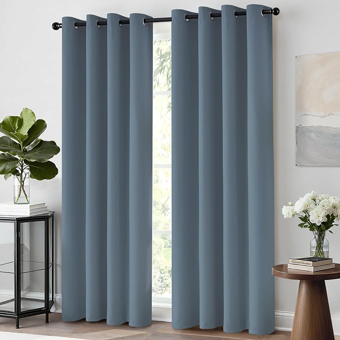 Yakamok Room Darkening Curtains 52x63 inch Length Stone Blue-Living Room | 2 - Image 2