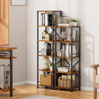 Furologee 5 Tier Tall Bookshelf, Rustic Narrow Bookcase, Display Standing Shelf - Image 9
