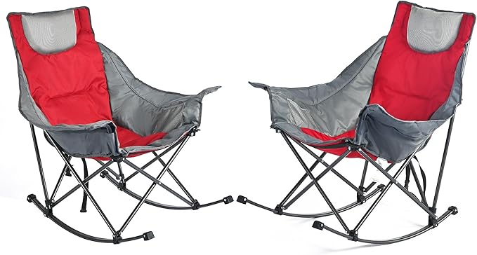SUNNYFEEL Oversized Rocking Camping Chair 2 Pack, Fully Padded Patio Chair by SunnyFeelCamping