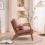 VINGLI Linen Pink Comfy Accent Chair, Mid Century Modern Lounge Armchair - Image 8