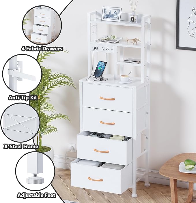 Furnulem Tall Night Stand, 52.1 Inch LED Nightstand - Image 7
