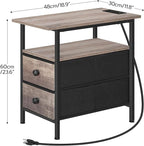 HOOBRO End Table with Charging Station, Narrow Side Table, Nightstand with 2 - Image 3
