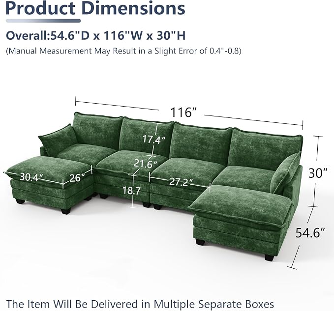 U Shaped Modular Sectional Sofa, Cloud Couch - Image 2