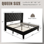 Einhomn Black Queen Size Platform Bed Frame - Image 2