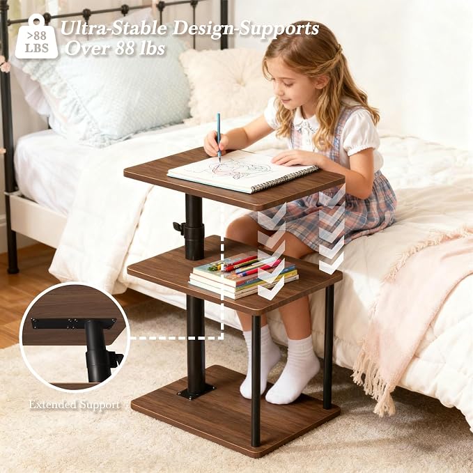Faesun Swivel Side Table for Couch Arm, Height Adjustable C Shaped End Table - Image 5