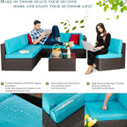 Vongrasig 7 Pieces Patio Furniture Sets, Outdoor All-Weather Wicker Patio - Image 6