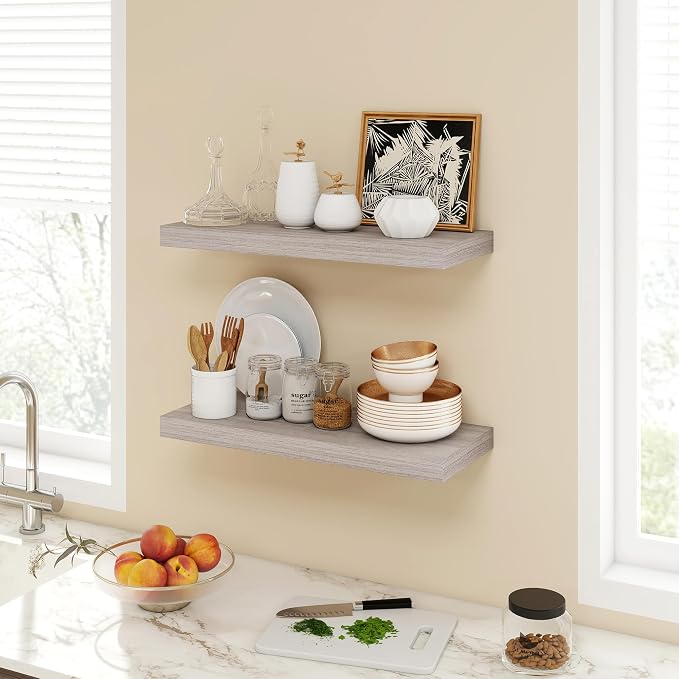 Acovy 24 Inch Floating Shelves, 9.3" Deep Floating Shelf Wall Mounted, Rustic - Image 2