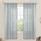 Greyish Blue Linen Curtains for Bedroom 72 Inch Length 2 Panels | Light by LAMIT