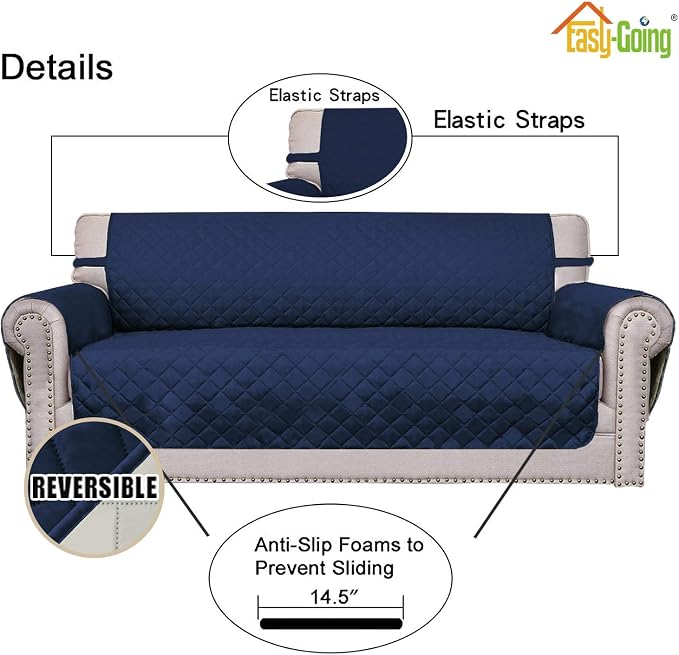 Easy-Going Reversible Couch Cover, 4 Seater Sofa, XX-Large Sofa, Water - Image 3