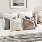 MIULEE Faux Fur Plush Decorative Throw Pillow Covers 20x20, Soft Boho Farmhouse - Image 4