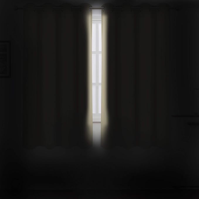 Beige Thermal Blackout Curtains/52 x 63 Inch/Set of 2 Panels Room Darkening - Image 3