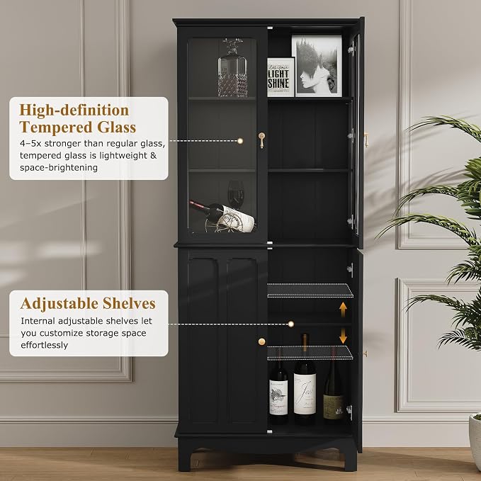 ARTPOWER 72" Freestanding Kitchen Pantry Storage Sideboard, Classical Tall - Image 4