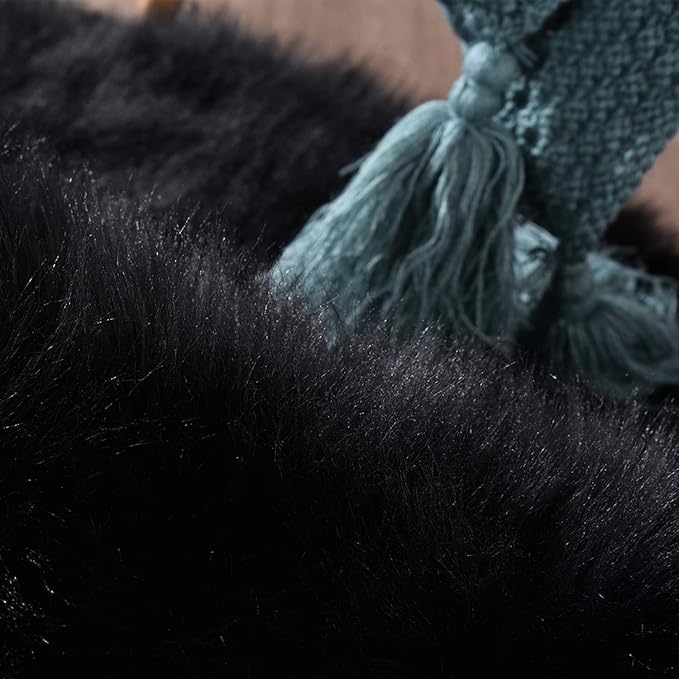 Latepis Black Faux Fur 4'x5'10" Area Rug, Soft Plush Faux Fur Sheepskin Rugs - Image 6