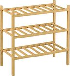ROMGUAR CRAFT 3-Tier Bamboo Small Shoe Rack, Free Standing Wood Shoe Shelf - Image 7