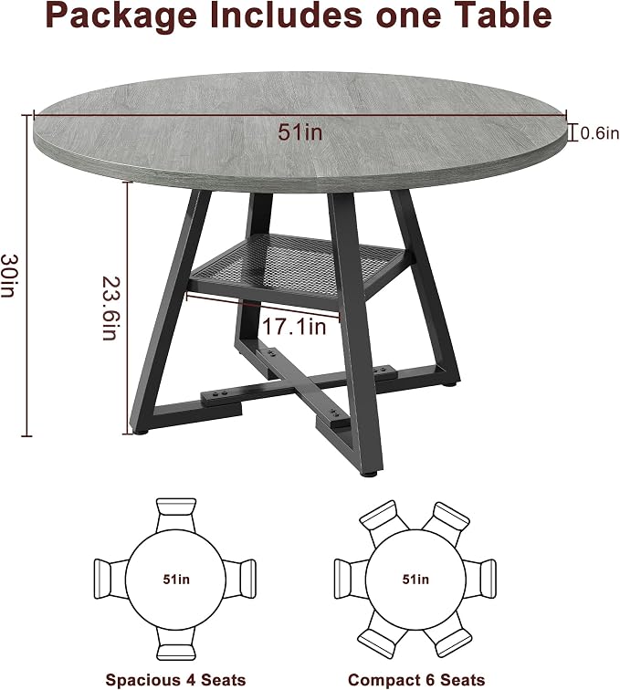 Jocoevol 51" Round Dining Table - Image 2