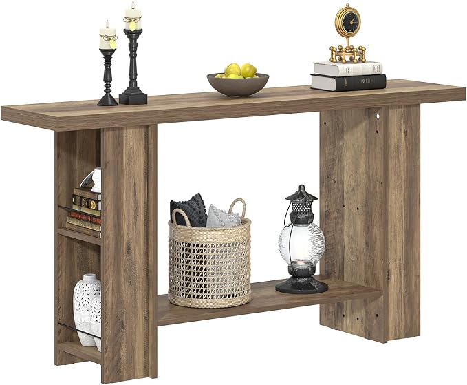 FOLUBAN 53 Inch Long Entryway Table, 2-Tier Wood Console Table - Image 8