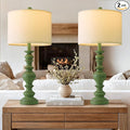 BOBOMOMO 27" Sage Green Table Lamps Set of 2, Large Farmhouse Resin Lamps by BOBOMOMO