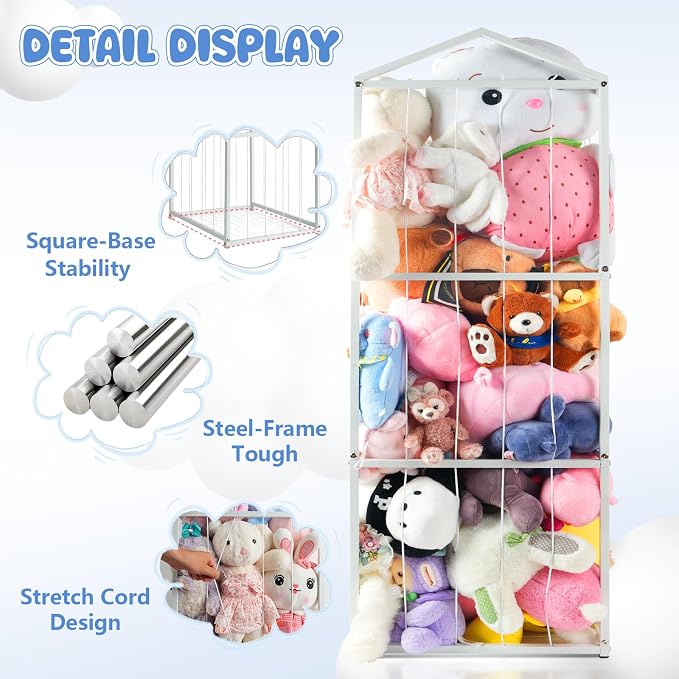 NomNest Stuffed Animal Storage Zoo, Large Metal Plushies Organizer, Heavy Duty - Image 3