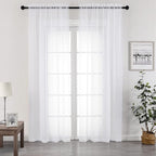 Chyhomenyc White Sheer Curtains 96 inches Long 2 Panels Set | Light Filtering by Chyhomenyc