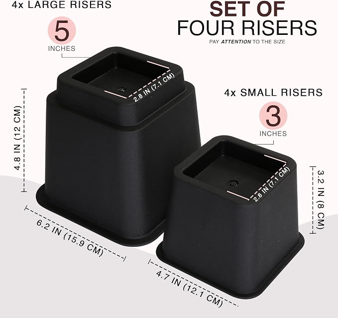 Utopia Bedding Bed Riser, 3 & 5 Inches Adjustable Furniture Risers - Image 2