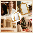 YUSONG Vintage Desk Mirror – 12" Gold Antique Tabletop Mirror - Image 5