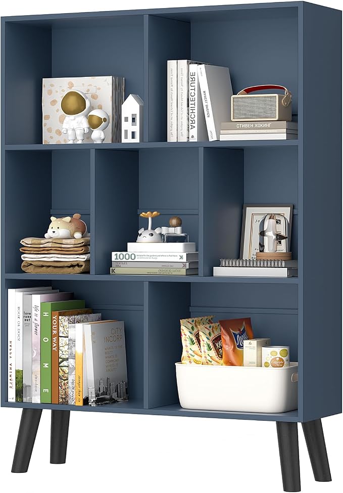 YAHARBO Blue Bookshelf, 3 Tier Book Shelf by YAHARBO