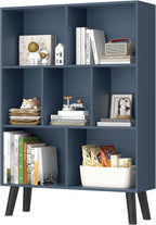 YAHARBO Blue Bookshelf, 3 Tier Book Shelf by YAHARBO