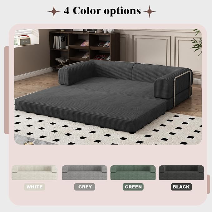 Garvee 78" Convertible Sleeper Sofa Bed, Plush Corduroy Futon Loveseat - Image 4