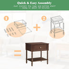 AMERLIFE 24" Walnut Nightstand, Vintage Bedside Table - Image 5