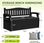 Greesum 80 Gallon Outdoor Storage Bench, Weather-Resistant Deck Box, Patio - Image 3