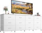 WLIVE 75.5'' White Dresser for Bedroom, TV Stand for 85, 65 Inch TV, 12 Drawer by WLIVE